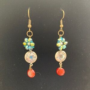 Elegant Crystal Drop Earrings with vintage finish